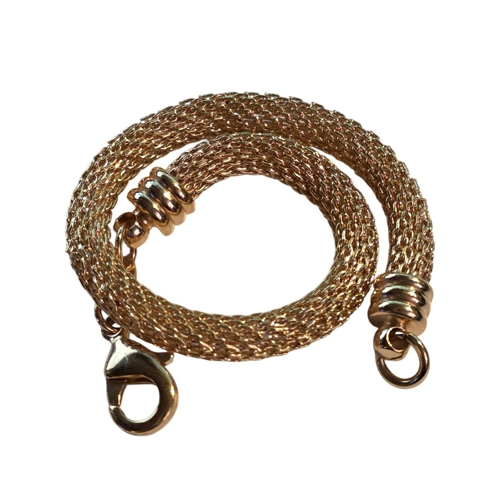 18K Gold Plated Mesh Bracelet 7.5" Minimalist High Polish Jewelry‎ Gift